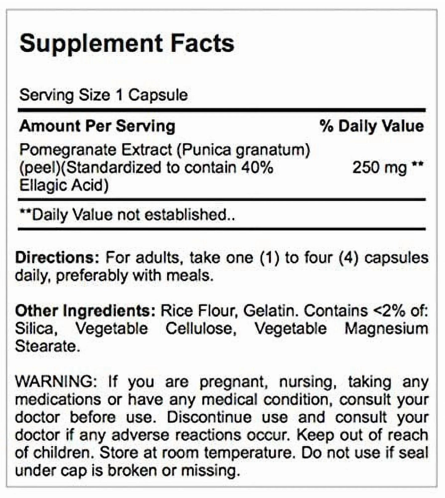 Pomegranate Extract 250 Mg 120 Count by