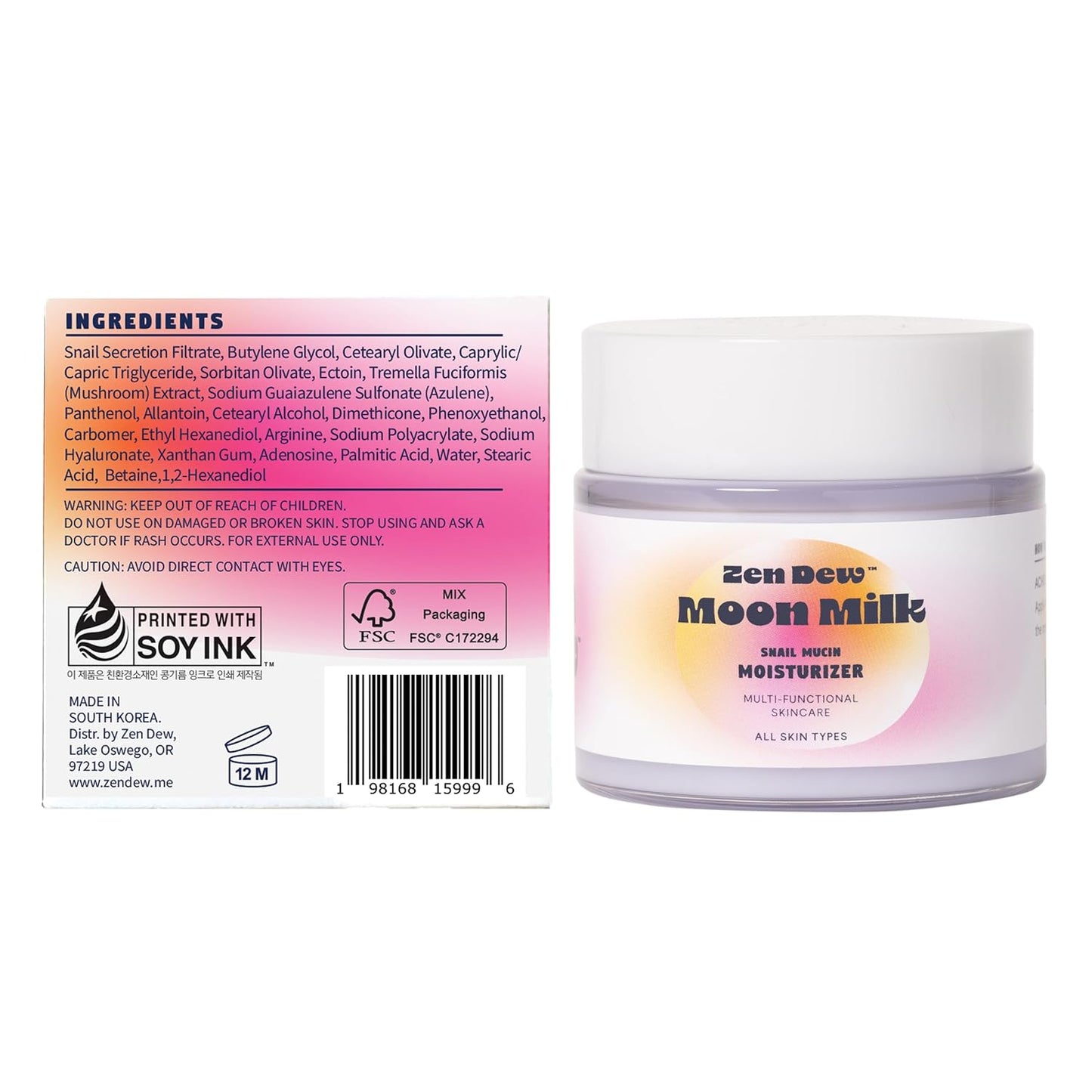 Moon Milk Snail Mucin Moisturizing Gel Cream 3.52 Oz - Blue Light Skin Protection - Korean Snail Mucin Serum for Enhanced Hydration and Improved Skin Brightness, Plumpness, and Smoothness