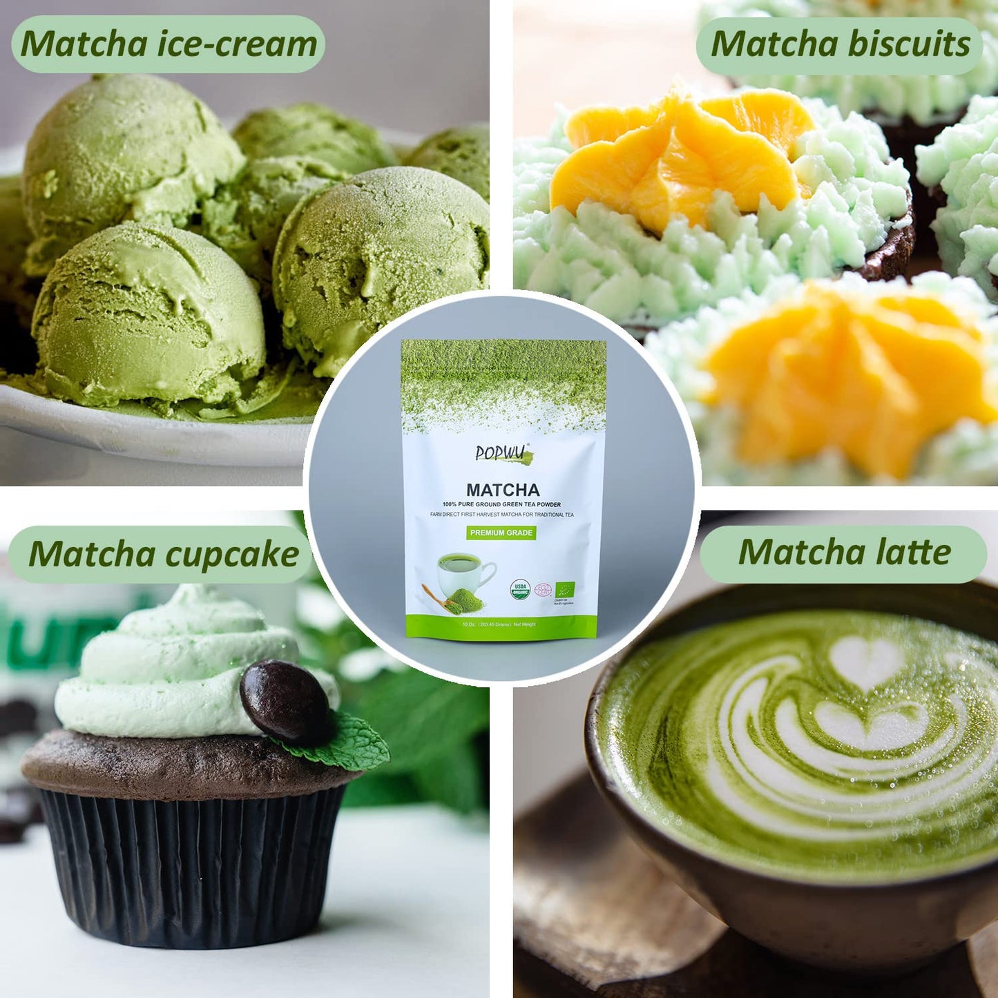 Matcha Powder 1 Lb - USDA Organic Matcha Green Tea Powder Premium Grade Matcha 1St Harvest Pure Matcha 16 Ounce