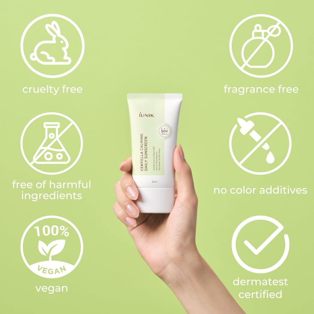 Centella Calming Moisture Daily Sunscreen SPF 50+ PA++++ Matte & No White Cast Centella Asiatica Dry Oily Sensitive Vegan Korean Skincare - Pack of 2