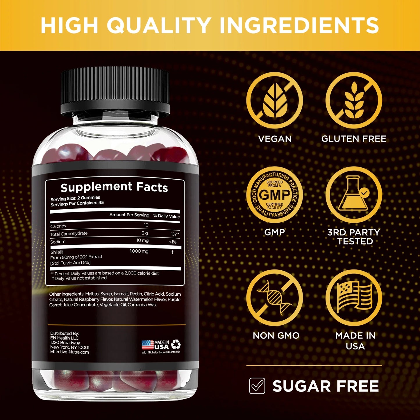 Shilajit Gummies 1000Mg Sugar Free - Shilajit Supplement for Energy, Brain, Immunity - Shilajit for Men & Women - Natural Berry Flavor (90Ct)