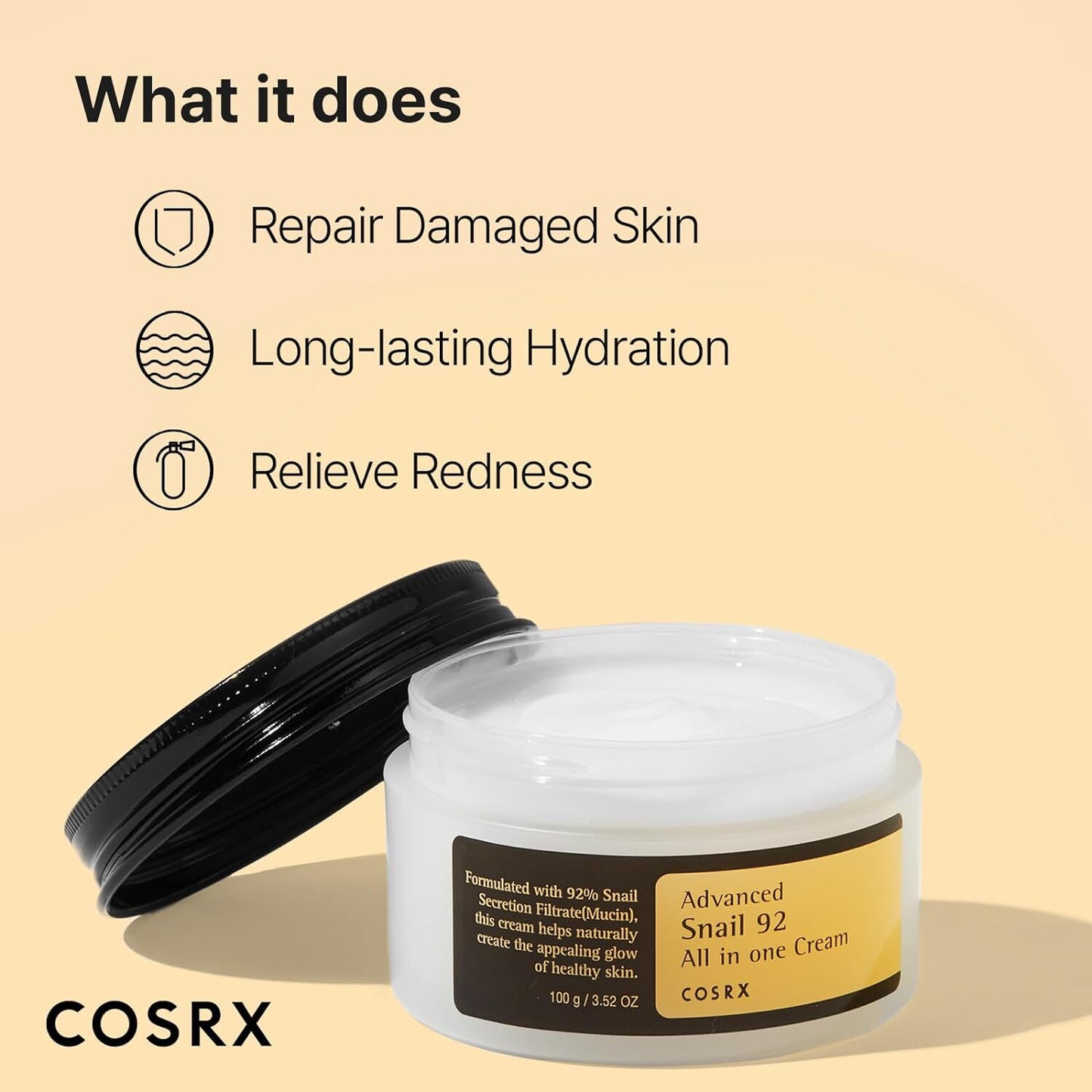 US Seller COSRX Coss02-C Advanced Snail 92 All in One Cream - 3.52 Oz Authentic