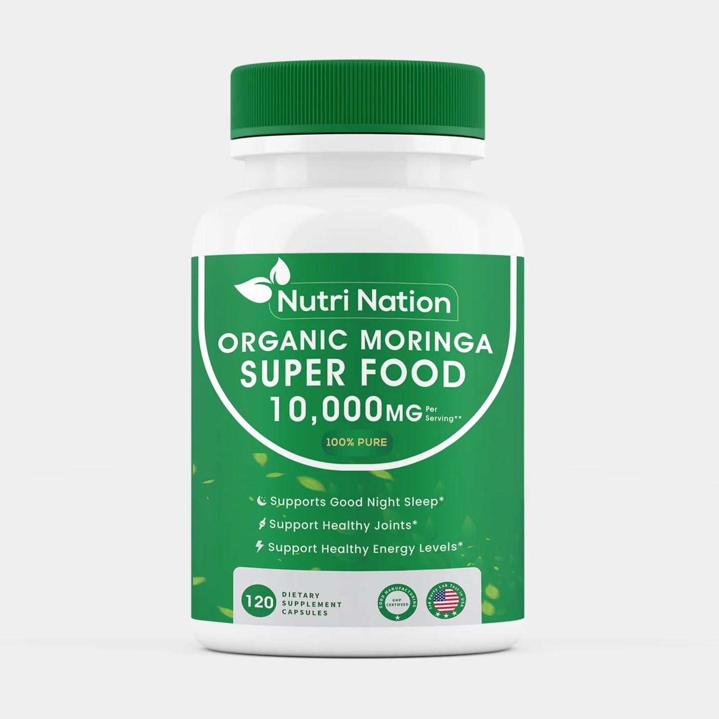 Organic Moringa Supplement 120 Capsules 10,000Mg
