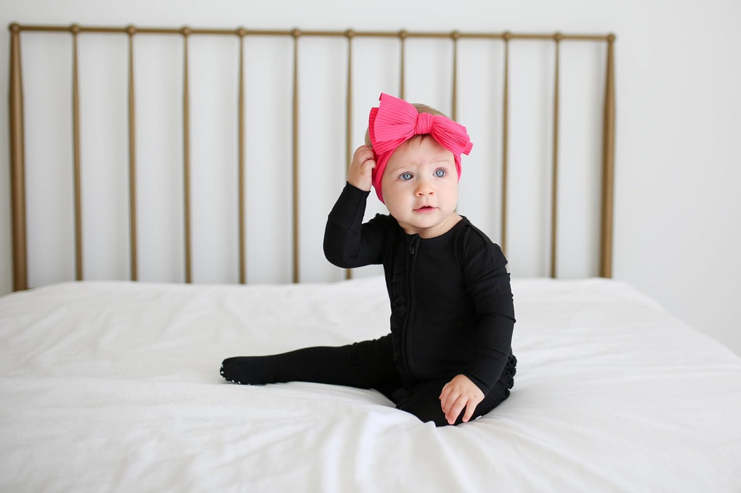 Footie Pajamas for Baby Girls – Sleepers in Viscose from Bamboo with 2-Way Zipper & Ruffle Trim