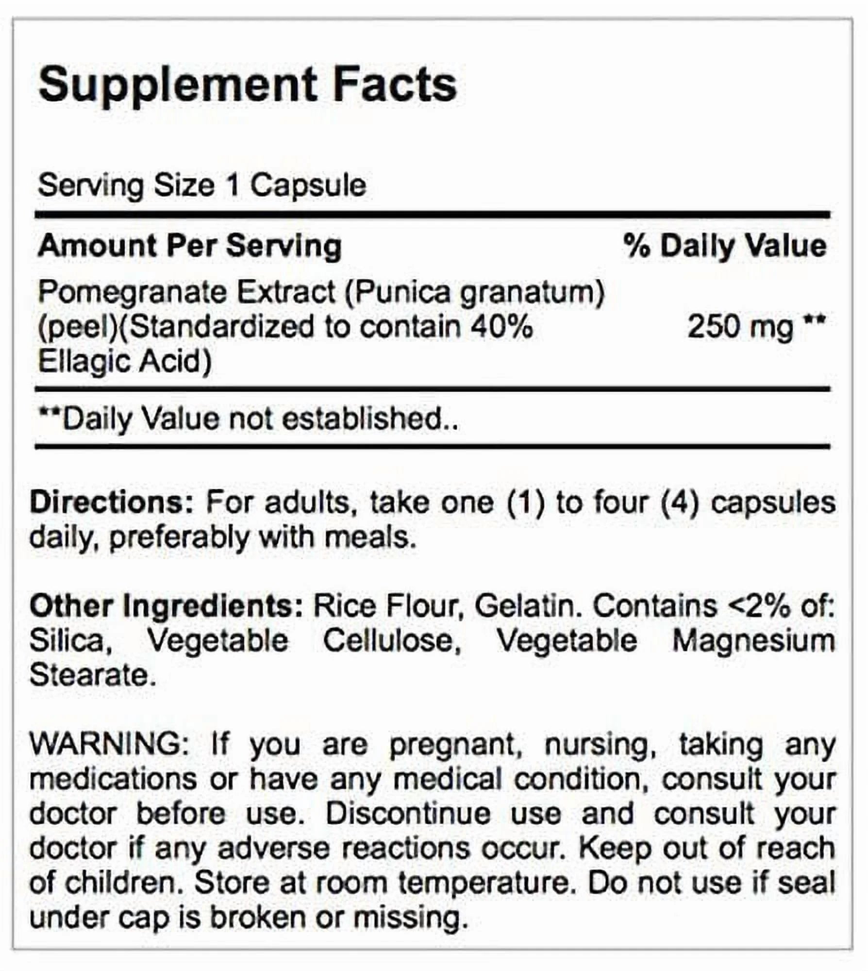 Pomegranate Extract 250 Mg 120 Count by
