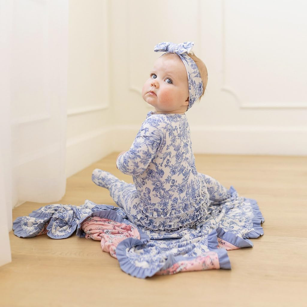 Footie Pajamas for Baby Girls – Sleepers in Viscose from Bamboo with 2-Way Zipper & Ruffle Trim