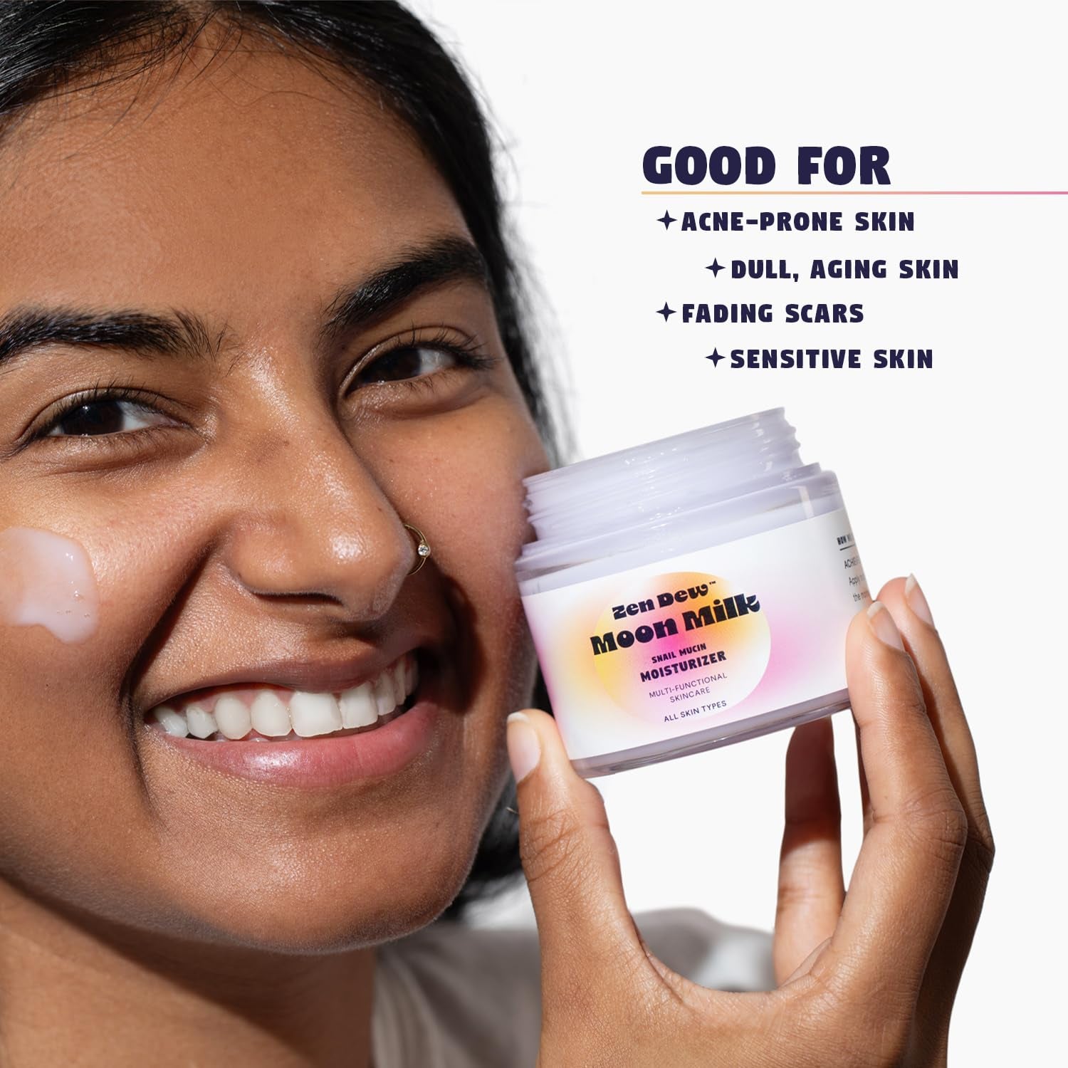 Moon Milk Snail Mucin Moisturizing Gel Cream 3.52 Oz - Blue Light Skin Protection - Korean Snail Mucin Serum for Enhanced Hydration and Improved Skin Brightness, Plumpness, and Smoothness