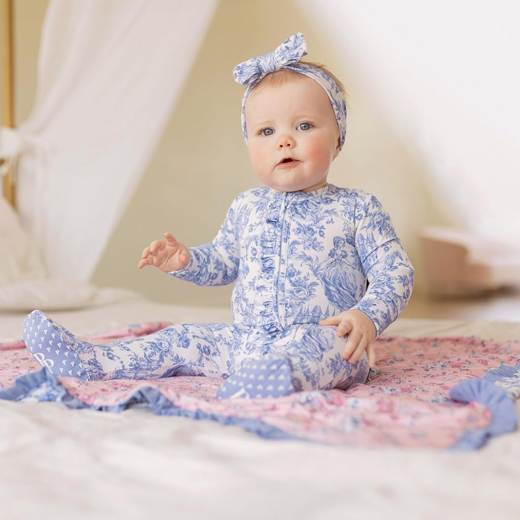 Footie Pajamas for Baby Girls – Sleepers in Viscose from Bamboo with 2-Way Zipper & Ruffle Trim