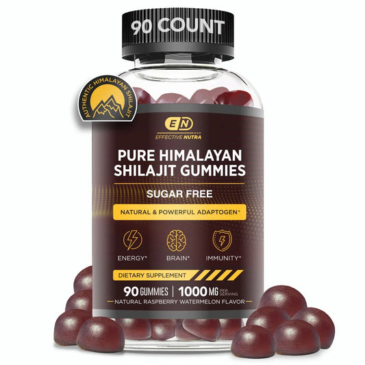 Shilajit Gummies 1000Mg Sugar Free - Shilajit Supplement for Energy, Brain, Immunity - Shilajit for Men & Women - Natural Berry Flavor (90Ct)
