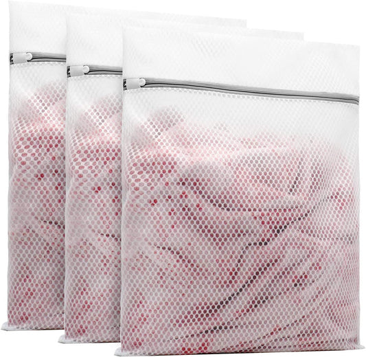 3Pcs Durable Honeycomb Mesh Laundry Bags for Delicates 16 X 20 Inches (3 Large)