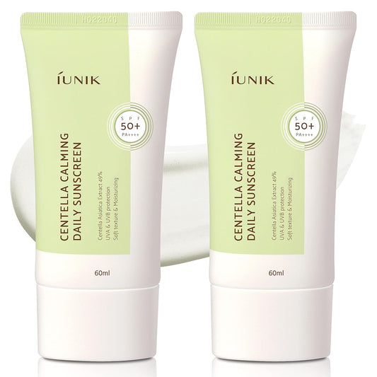 Centella Calming Moisture Daily Sunscreen SPF 50+ PA++++ Matte & No White Cast Centella Asiatica Dry Oily Sensitive Vegan Korean Skincare - Pack of 2